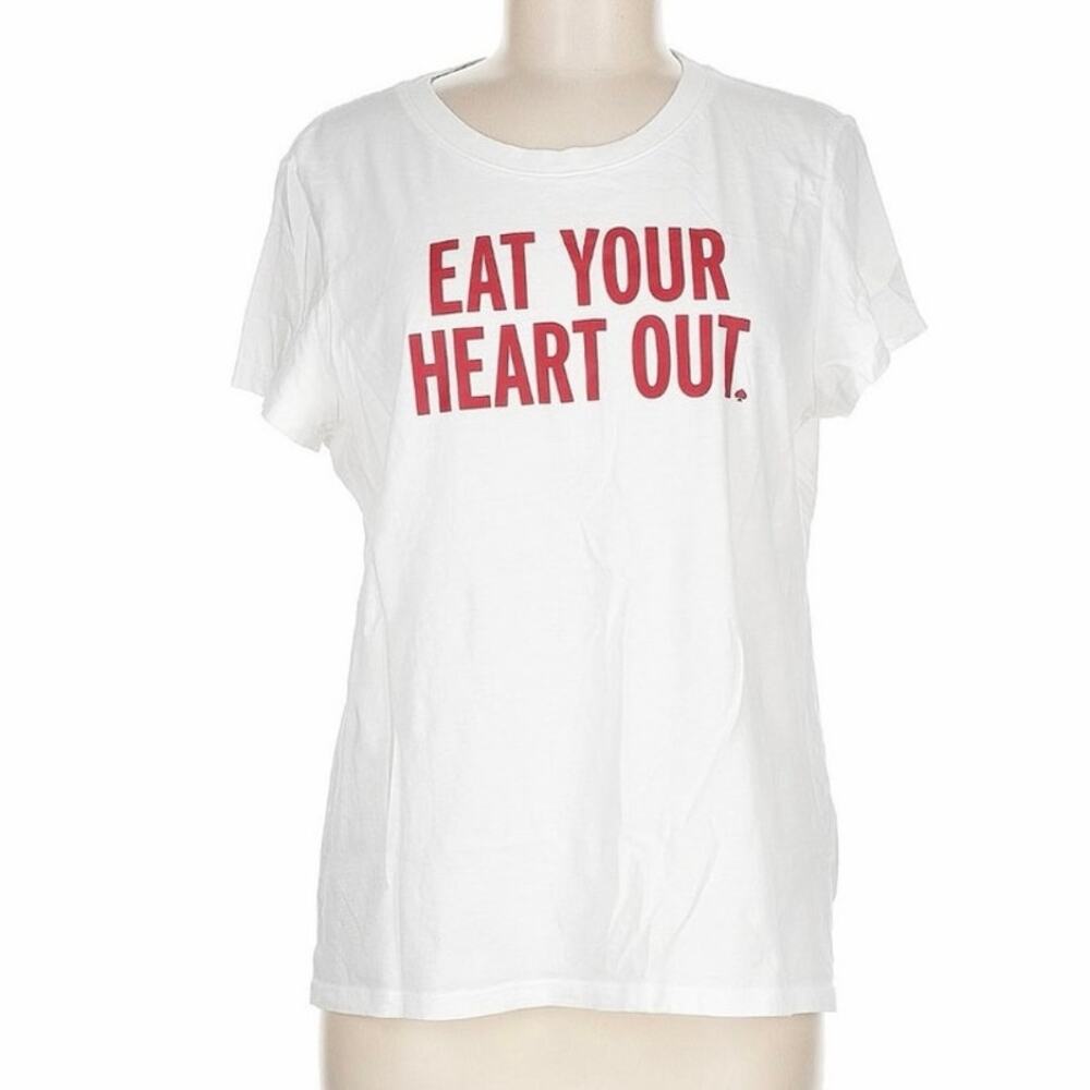 Kate Spade New York 100% Cotton Eat Your Heart Out Short Sleeve T-shirt Medium